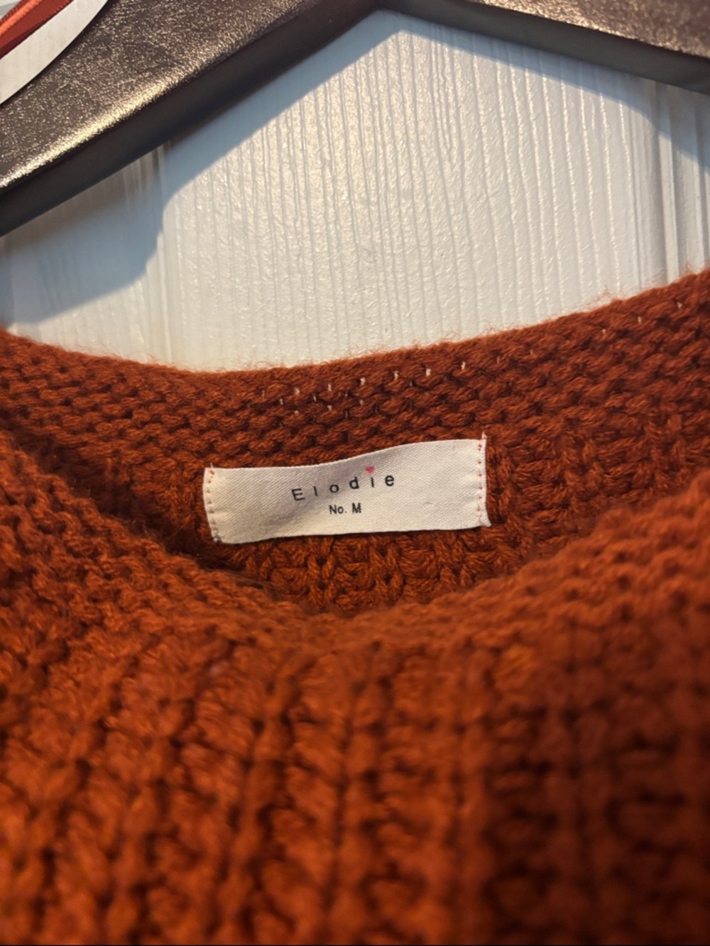 Rust Open-Knit Women's Sweater - Cozy Cropped Pullover - Picture 4 of 6
